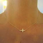 Small Sideways Cross Neckla..