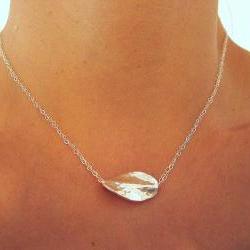 Sterling Silver Hammered Twisted Leaf Necklace, Double Chain