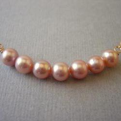 Row of Pink Freshwater Pearls Necklace