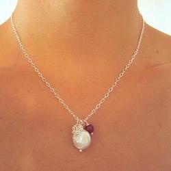 Sterling Silver Lotus, Pearl, and Agate Charm Necklace