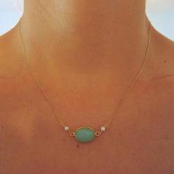 Chrysoprase and Pearl Necklace